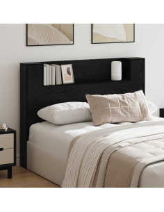 Testata con Mobile e LED Rovere Nero 140 x 16,5 x 103,5 cm