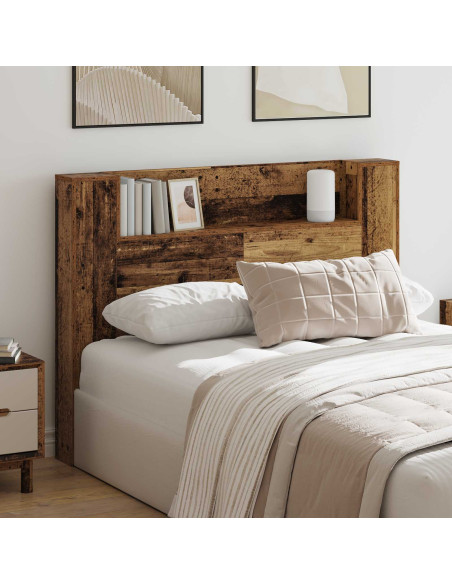 Testata con Mobile e LED Legno vecchio 140 x 16,5 x 103,5 cm