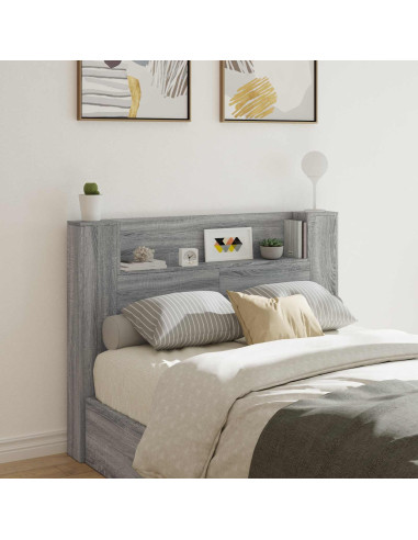 Testata con Mobile e LED Grigio Sonoma 140 x 16,5 x 103,5 cm