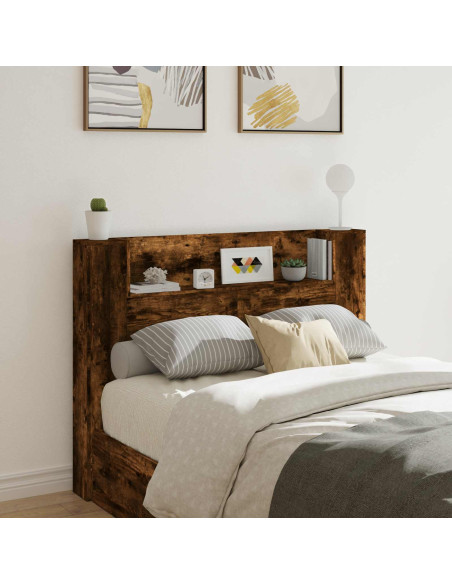 Testata con Mobile e LED Rovere fumé 140 x 16,5 x 103,5 cm