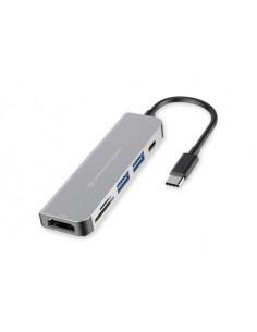 Conceptronic DONN02G replicatore di porte e docking station per laptop USB 3.2 Gen 1 (3.1 Gen 1) Type-C Alluminio