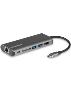 StarTech.com Adattatore Multiporta USB C, Dock USB-C Portatile con HDMI 4K, Hub 3x USB 3.0, SD/SDHC, GbE, PD 60 W Pass-Through -