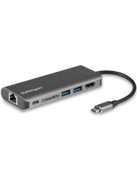 StarTech.com Adattatore Multiporta USB C, Dock USB-C Portatile con HDMI 4K, Hub 3x USB 3.0, SD/SDHC, GbE, PD 60 W Pass-Through -