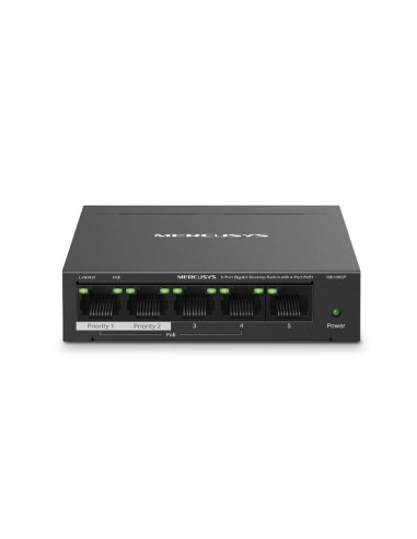 Mercusys MS105GP switch di rete Gigabit Ethernet (10/100/1000) Supporto Power over Ethernet (PoE) Nero