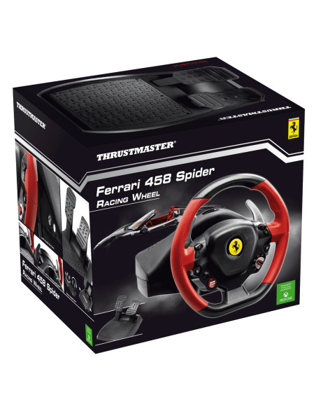 Thrustmaster Ferrari 458 Spider Nero, Rosso USB Sterzo + Pedali Xbox One