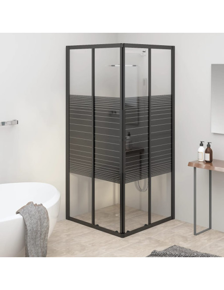 Box Doccia a Righe ESG 80x80x180 cm Nero