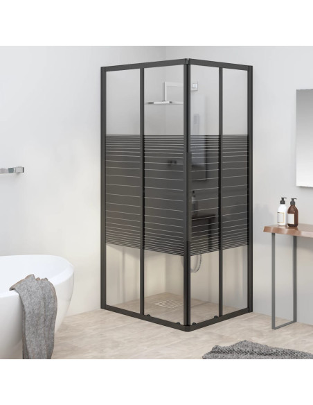 Box Doccia a Righe ESG 90x70x180 cm Nero