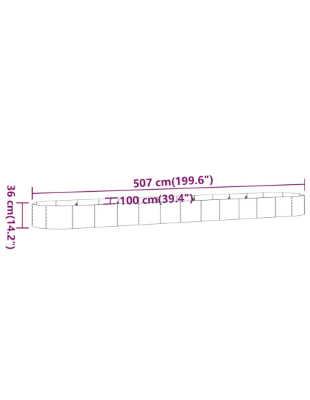 Letto Giardino Acciaio Zincato 507x100x36 cm Marrone