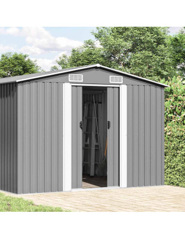 Capanno da Giardino Grigio 257x779x181 cm in Acciaio Zincato