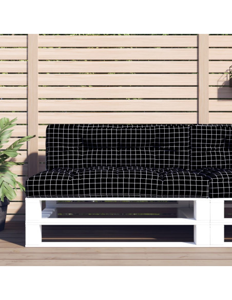 Cuscino per Pallet Motivo a Quadri Nero 120x40x12 cm Tessuto