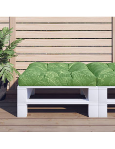 Cuscino per Pallet con Motivo a Foglie 70x70x12 cm in Tessuto