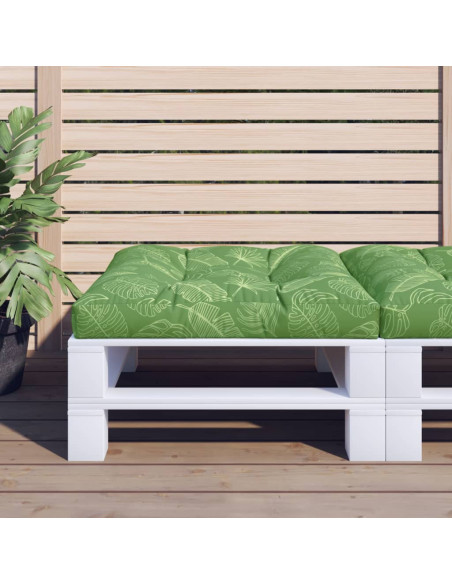 Cuscino per Pallet con Motivo a Foglie 70x70x12 cm in Tessuto