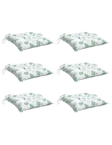 Cuscini per Sedia 6 pz Motivo a Foglie 40x40x7 cm in Tessuto