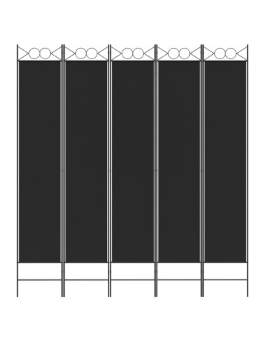 Divisorio 5 Pannelli Nero 200x220 cm Tessuto