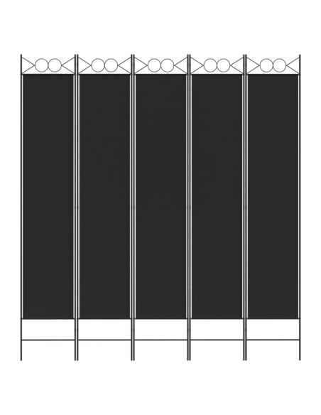 Divisorio 5 Pannelli Nero 200x220 cm Tessuto