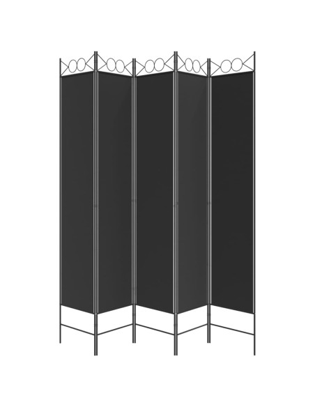 Divisorio 5 Pannelli Nero 200x220 cm Tessuto