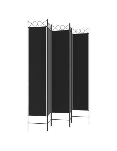 Divisorio 5 Pannelli Nero 200x220 cm Tessuto