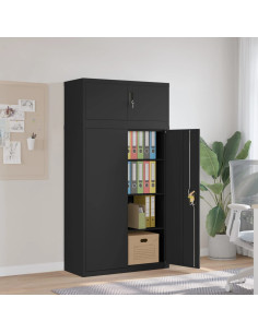 Armadio Classificatore Nero 90x40x180 cm in Acciaio