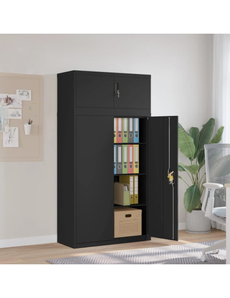 Armadio Classificatore Nero 90x40x180 cm in Acciaio