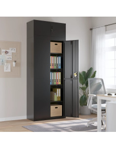 Armadio Classificatore Nero 90x40x240 cm in Acciaio