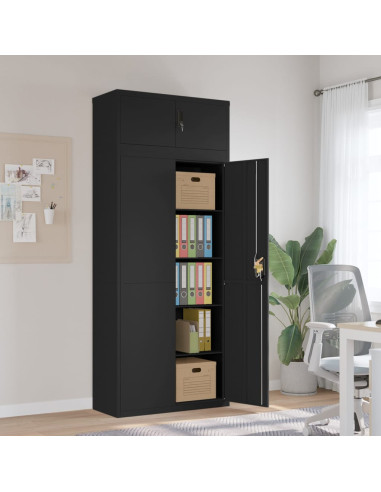 Armadio Classificatore Nero 90x40x220 cm in Acciaio