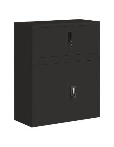 Armadio Classificatore Nero 90x40x110 cm in Acciaio