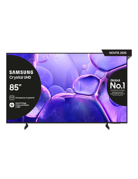 Samsung Crystal UHD 85" UE85U8000FUXZT 4K, Processore Crystal 4K, HDR, Smart Experience, OTS Lite & Adaptive Sound, Metal Stream