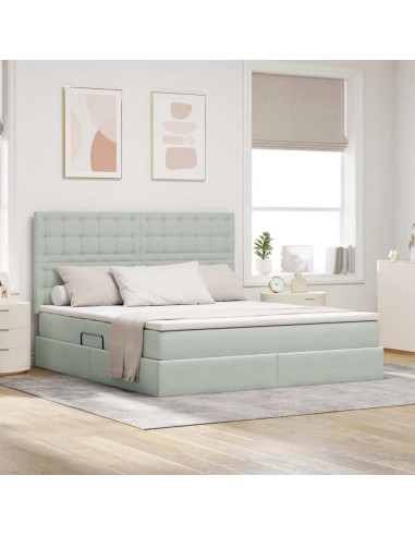 Letto con contenitore e materasso Grigio chiaro 160 x 200 cm