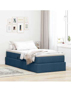 Letto con contenitore e materasso Blu 90 x 200 cm Poliestere