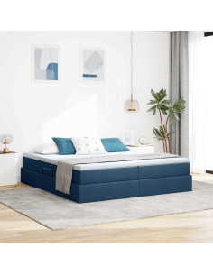 Letto con contenitore e materasso Blu 180 x 200 cm Poliestere