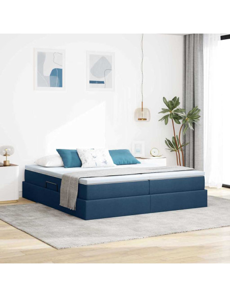 Letto con contenitore e materasso Blu 180 x 200 cm Poliestere