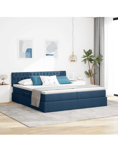 Letto con Contenitore Blu 180 x 200 cm Pelle Sintetica