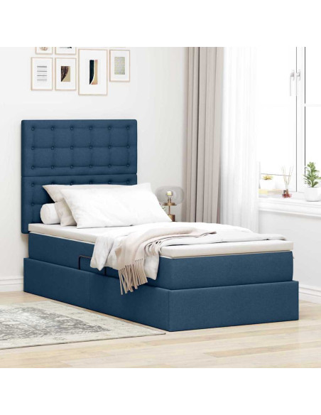 Letto con contenitore e LED con led Blu 90 x 200 cm Poliestere