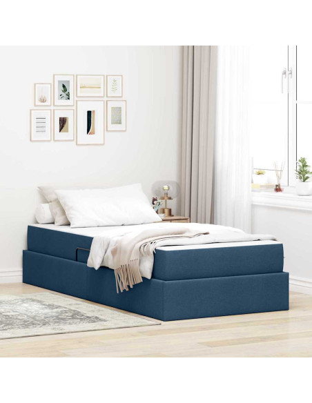 Letto con contenitore e materasso Blu 90 x 200 cm Poliestere