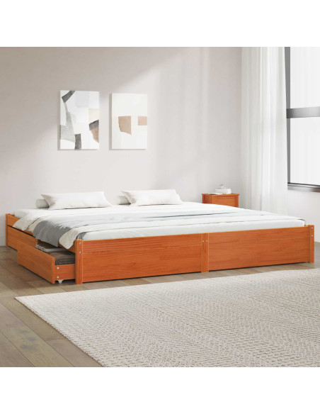 Struttura del letto con cassetto Marrone cerato 200 x 200 cm