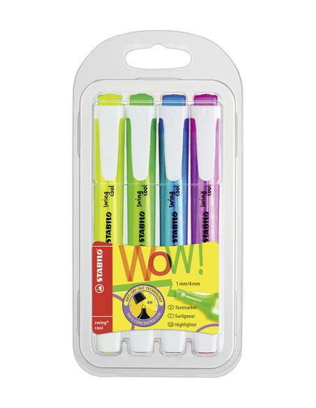STABILO Evidenziatore - swing cool - Astuccio da 4 - Colori assortiti