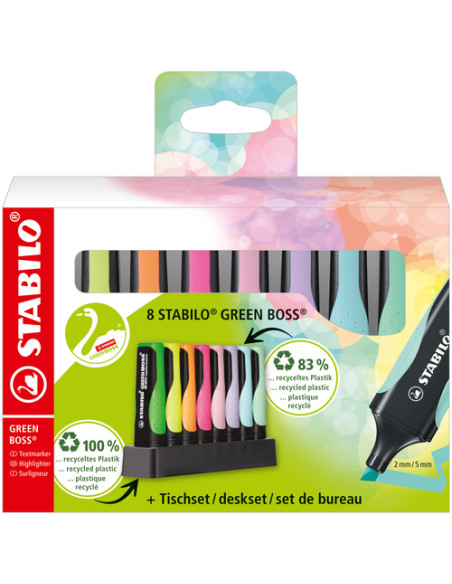 STABILO GREEN BOSS evidenziatore 8 pz Punta conica Multicolore