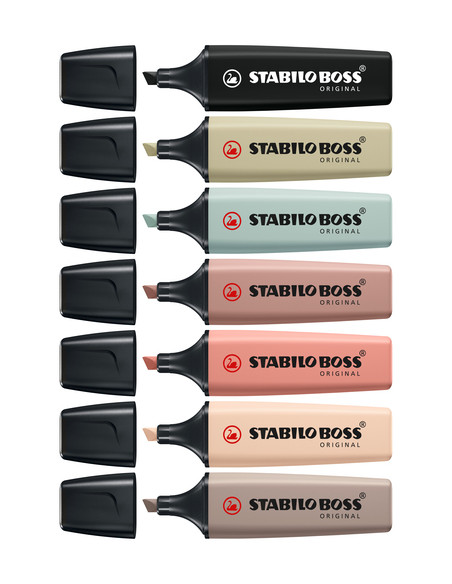 STABILO BOSS NatureColors evidenziatore 6 pz Punta smussata Nero, Bronzo, Verde, Grigio, Verde chiaro