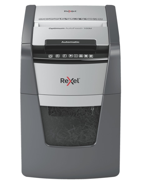 Rexel Optimum Auto+ 100M distruggi documenti Taglio a frammenti 55 dB 22 cm Nero, Grigio