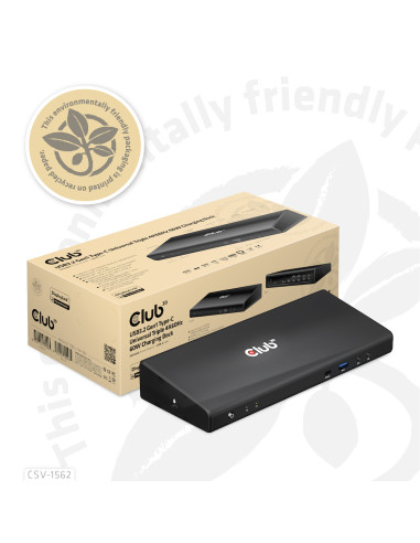 CLUB3D CSV-1562 replicatore di porte e docking station per laptop USB 3.2 Gen 1 (3.1 Gen 1) Type-C Nero