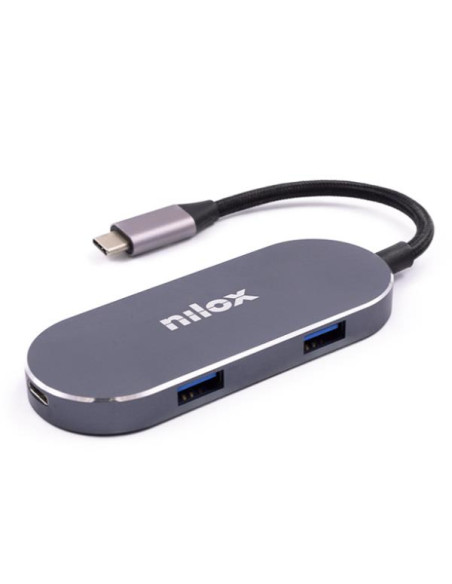 Nilox MINI DOCKING STATION HDMI 3USB PD USB 3.2 Gen 1 (3.1 Gen 1) Type-C Argento