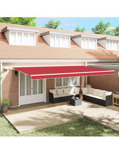 Tenda Retrattile Rosso 600 × 350 cm Tessuto e acciaio