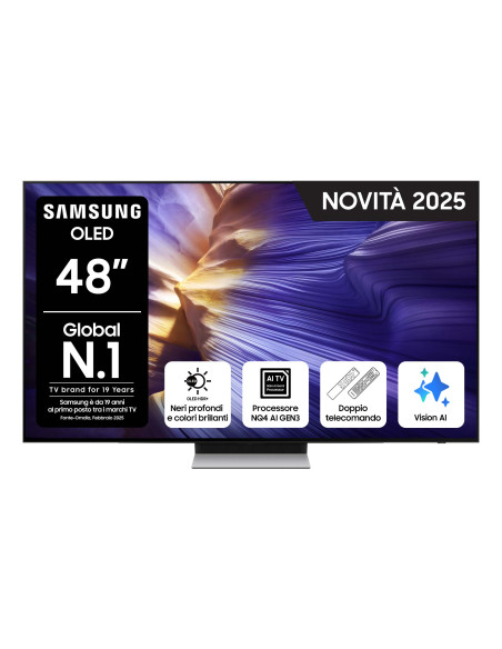 Samsung OLED AI TV 48" QE48S90FAEXZT 4K, Processore NQ4 AI Gen3, 4K AI Upscaling Pro, Schermo antiriflesso, OLED HDR, Dolby Atmo