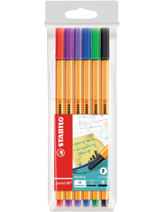 STABILO point 88 penna tecnica Nero, Blu, Verde, Lillà, Rosso, Viola 6 pz