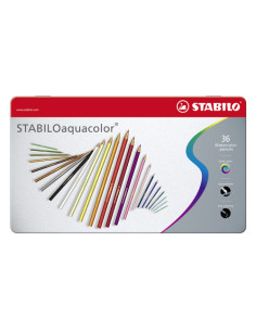 STABILO Matita colorata acquarellabile - STABILOaquacolor - Scatola in Metallo da 36 - Colori assortiti