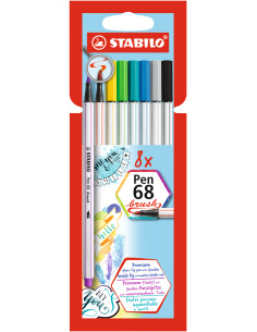 STABILO Pen 68 Brush marcatore Vivido Multicolore 8 pz