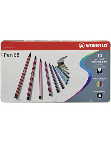 STABILO Pen 68 marcatore Multicolore 10 pz