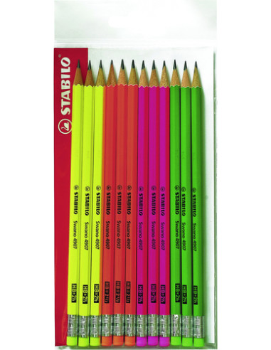 STABILO Matita in grafite - swano fluo - Pack da 12 - Colori assortiti