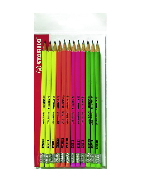 STABILO Matita in grafite - swano fluo - Pack da 12 - Colori assortiti
