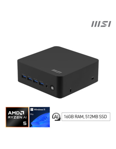 MSI Cubi Z AI 8M R5 8645HS FS 16GB 512GB W11P AMD Ryzen™ 5 DDR5-SDRAM SSD Windows 11 Pro Mini PC Nero